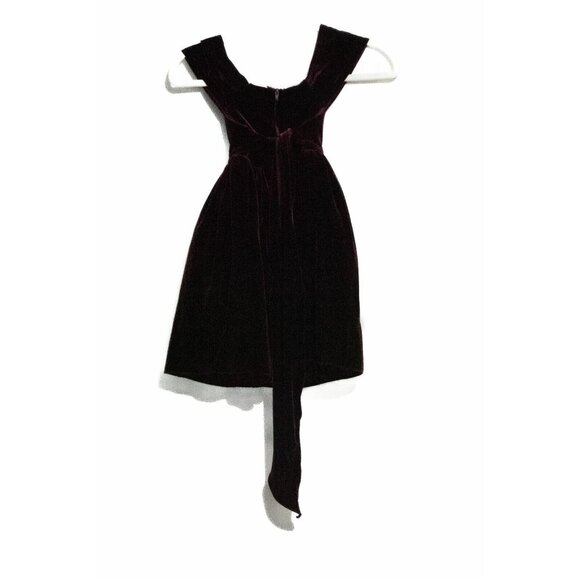 Kiki Kids Girls Red Velvet Dress Sequins Tie Knee Length Scoop Neck Cap Sleeve 2 - Picture 3 of 5